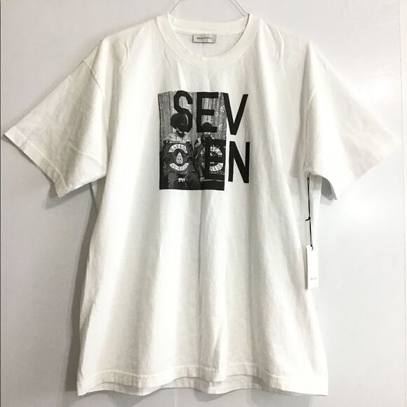 Beau Souci White Essential Cotton SEVEN Crew Neck Short Sleeve T-Shirt Large - Picture 1 of 7